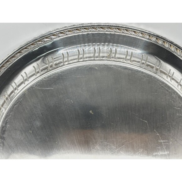 Vintage W.M. Rogers Oneida Silver Plated 12” Round Tray Pierced Braided Edge Orn - Picture 8 of 11